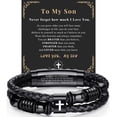 thumbnail image 1 of VEEDOFA Men's Braided Leather Cross Bracelet, Adjustable Christian Jewelry Gift, 1 of 7
