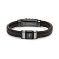 thumbnail image 1 of VEEDOFA Men's Triple Braided Leather Bracelet, Engraved "Be STRONG and COURAGEOUS" Stainless Steel Clasp, Romantic Gift for Him, 1 of 6