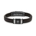 thumbnail image 1 of VEEDOFA Men's Triple Braided Leather Bracelet, Engraved "Love You Forever" Stainless Steel Clasp, Romantic Gift for Him, 1 of 6