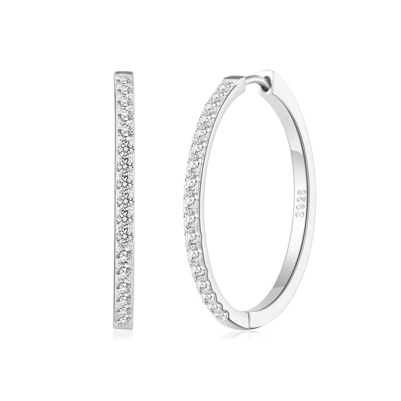 VEEDOFA Silver Hoop Earrings for Women,S925 Silver Plated Lightweight 20/30/40mm Hoops 