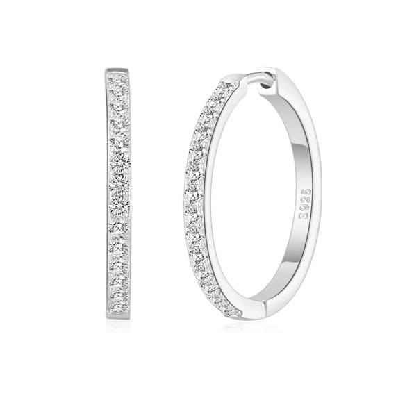 VEEDOFA Silver Hoop Earrings for Women,S925 Silver Plated Lightweight 20/30/40mm Hoops 