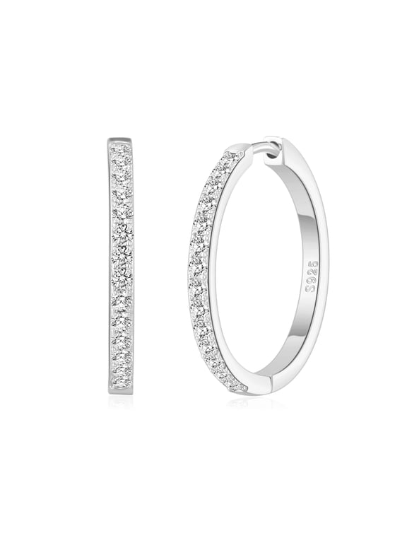 Silver Hoop Earrings for Women,S925 Silver Plated Lightweight 20/30/40mm Hoops 