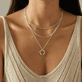 thumbnail image 1 of VEEDOFA 3-Piece Silver Plated Layered Necklace Set for Women, 1 of 5