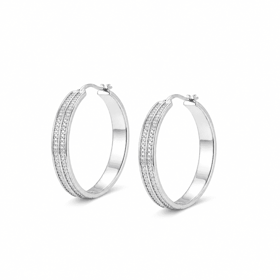 VEEDOFA Silver Plated CZ Hoop Earrings for Women, Lightweight Hoops, Gift for Women