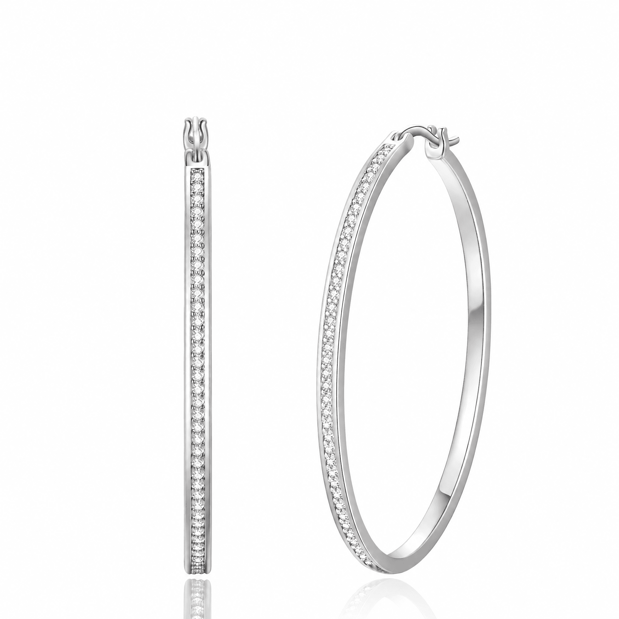 Mm Short Stays Postcode VEEDOFA Silver Plated Cubic Zirconia Hoop Earrings for Women,30/40/50 ...