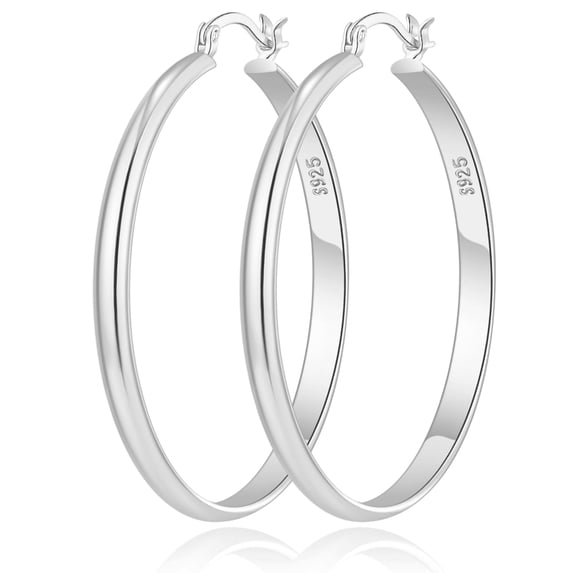VEEDOFA Silver Plated Hoop Earrings for Women, 3mm Wide, S925 Sterling Silver Posts