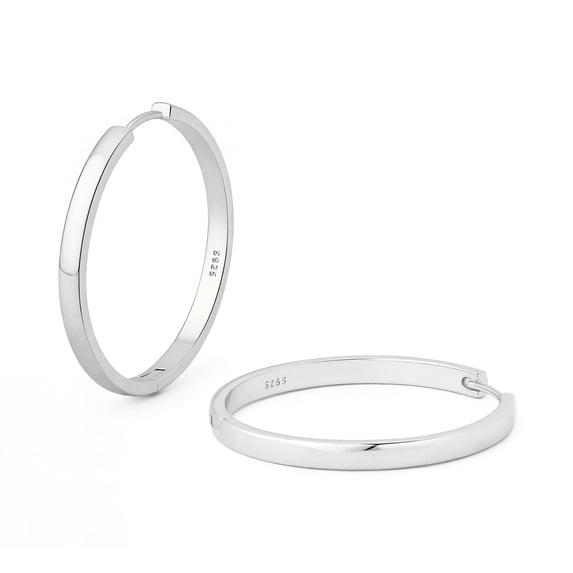 VEEDOFA Silver Plated Hoop Earrings for Women, Lightweight 20/30/40mm Hoops