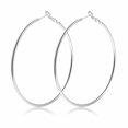 thumbnail image 1 of VEEDOFA Silver Plated Hoop Earrings for Women, Lightweight Hypoallergenic Large Hoops,60mm, 1 of 7