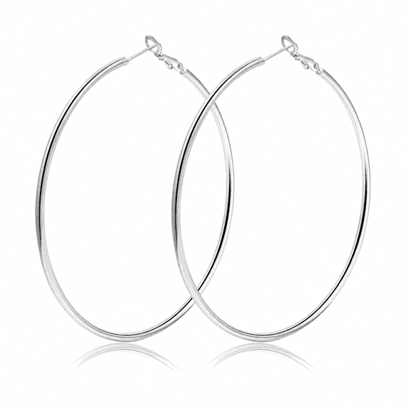 VEEDOFA Silver Plated Hoop Earrings for Women, Lightweight Hypoallergenic Large Hoops,60mm