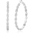 thumbnail image 1 of VEEDOFA Silver Plated Twisted Hoop Earrings for women with Cubic Zirconia, Jewelry Gift, 1 of 7