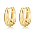 thumbnail image 1 of VEEDOFA Small Chunky Gold Hoop Earrings for Women, Gold Plated Lightweight Huggie Hoops, 1 of 6
