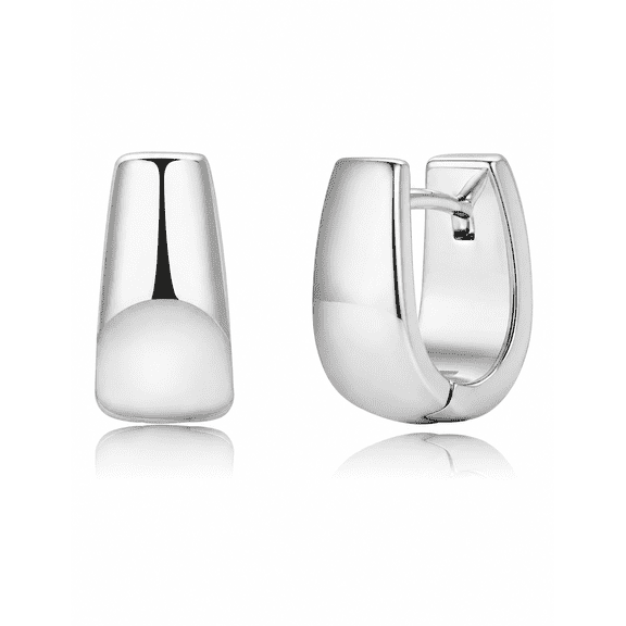 VEEDOFA Silver Plated Small Chunky Huggie Hoop Earrings for Women, 8/10/12 mm