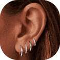thumbnail image 1 of VEEDOFA Small Gold Hoop Earrings for Women, 14K Gold Plated Hypoallergenic Huggie Earrings Set with S925 Sterling Silver Post, Lightweight Cartilage Hoops for Sensitive Ears, 1 of 7