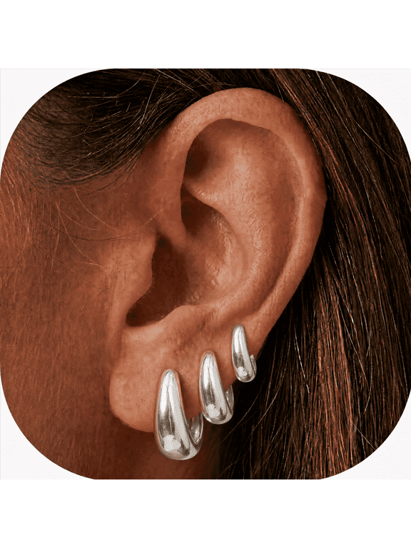 Small Gold Hoop Earrings Set for Women, 14K Gold Plated Sterling Silver Hypoallergenic, Trendy Jewelry Gift