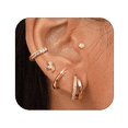 thumbnail image 1 of VEEDOFA Small Gold Hoop Earrings Set for Women, 14K Gold Plated Sterling Silver Hypoallergenic, Trendy Jewelry Gift, 1 of 7