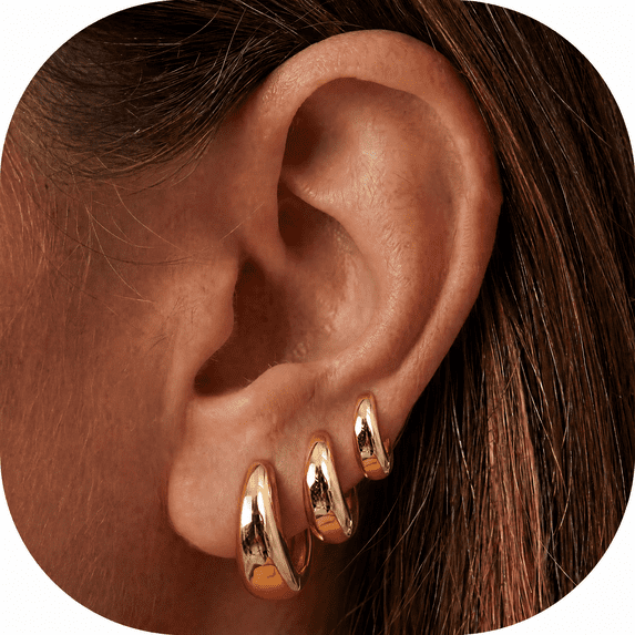 VEEDOFA Small Gold Hoop Earrings Set for Women, 14K Gold Plated Sterling Silver Hypoallergenic, Trendy Jewelry Gift
