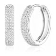 thumbnail image 1 of VEEDOFA Sterling Silver Plated Hoop Earrings for Women, 5A+ CZ Huggie Hoops, 8/12/16/20mm,jewelry gift, 1 of 7