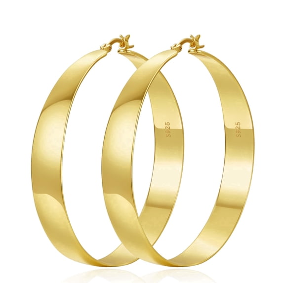 VEEDOFA Tapered Chunky Gold Hoop Earrings for Women, Lightweight 14K Gold Plated, 30-60mm