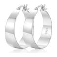 thumbnail image 1 of VEEDOFA Tapered Chunky Silver Hoop Earrings for Women, Lightweight Silver Plated, 30-60mm, 1 of 6