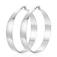 thumbnail image 1 of VEEDOFA Tapered Chunky Silver Hoop Earrings for Women, Lightweight Silver Plated, 30-60mm, 1 of 6