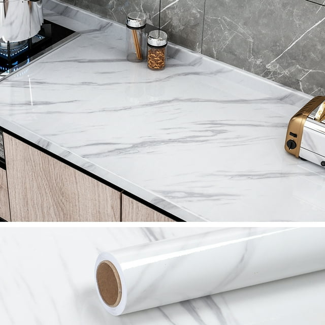 VEELIKE 15.7'' x 118'' White Marble Contact Paper for Countertops