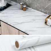 VEELIKE 15.7'' x 118'' White Marble Contact Paper for Countertops Contact Paper for Cabinets Counter Top Cover Peel and Stick Wallpaper Removable Waterproof Vinyl Self Adhesive Wall Paper for Bedroom