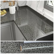 VEELIKE 15.7"x118" Black Granite Contact Paper for Countertops Waterproof Peel and Stick Marble Wallpaper for Kitchen Self Adhesive Removable Wall Paper Glossy Vinyl Roll for Cabinets Table Desk