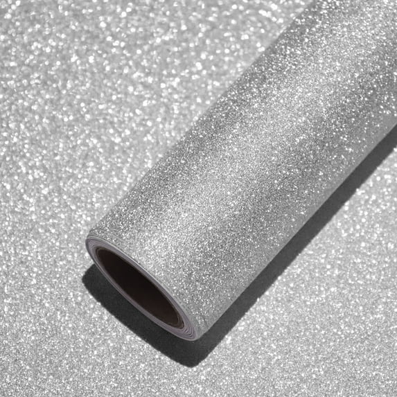 VEELIKE 15.7''x118'' Glitter Silver Contact Paper Self Adhesive Sparkly Paper Removable Peel and Stick Wallpaper Covering Decorative Paper Vinyl Film for Bedroom Kitchen Cabinet Dresser Drawer