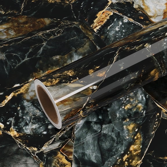 VEELIKE 15.7''x118'' Glossy Slate Gold Marble Peel and Stick Countertops Contact Paper Waterproof Marble Wallpaper for Kitchen Counter Top Self Adhesive Vinyl Wallpaper for Bedroom Shelf Cabinets