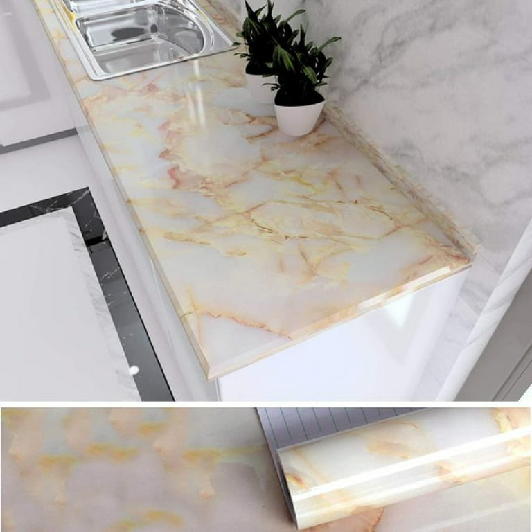 VEELIKE 15.7x118 Gold Pink Marble Wallpaper Waterproof Peel and
