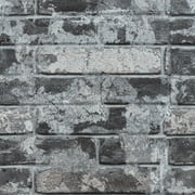 VEELIKE 15.7''x118'' Grey Brick Wallpaper Peel and Stick 3D Brick Stone Textured Wallpaper Self Adhesive Removable Contact Paper Waterproof Rustic Brick Mural for Bedroom Walls Backsplash