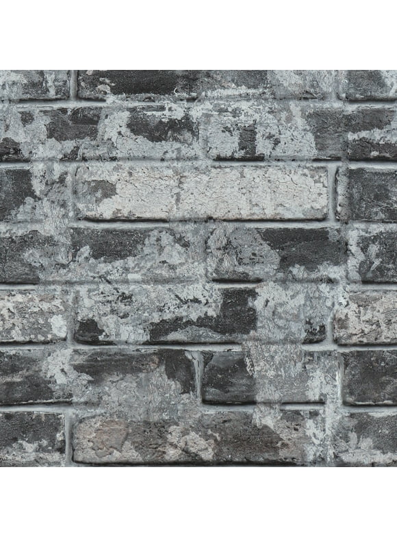 VEELIKE 15.7''x118'' Grey Brick Wallpaper Peel and Stick 3D Brick Stone Textured Wallpaper Self Adhesive Removable Contact Paper Waterproof Rustic Brick Mural for Bedroom Walls Backsplash