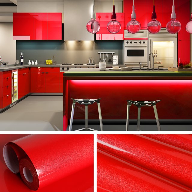 VEELIKE 15.7"x118" Red Wallpaper Red Contact Paper for Solid