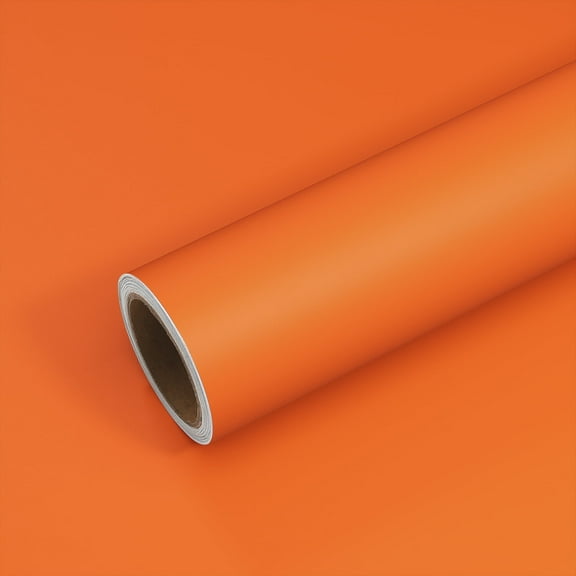 VEELIKE Peel and Stick Orange Wallpaper for Countertop Waterproof Removable Self Adhesive Thick Orange Contact Paper for Kitchen Solid Color Vinyl Wall Paper for Bathroom Cabinets Shelves 15.7"x118"