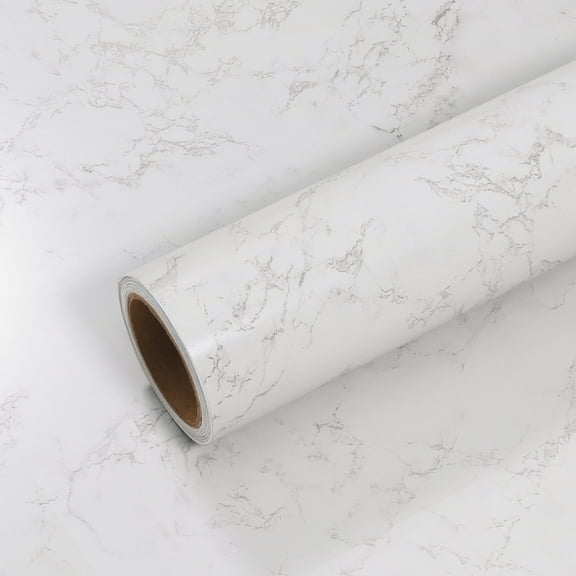 VEELIKE 15.7''x118'' White Grey Marble Countertop Contact Paper Matte Marble Wallpaper Peel and Stick Countertops for Kitchen Waterproof Self Adhesive Countertop Vinyl for Bathroom Furniture Table