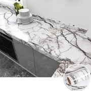 VEELIKE 15.7x118 White Marble Contact Paper for Countertops Waterproof Peel and Stick Wallpaper Self Adhesive Cracked Marble Wallpaper for Kitchen Cabinets Walls Backsplash Bathroom Counter Top