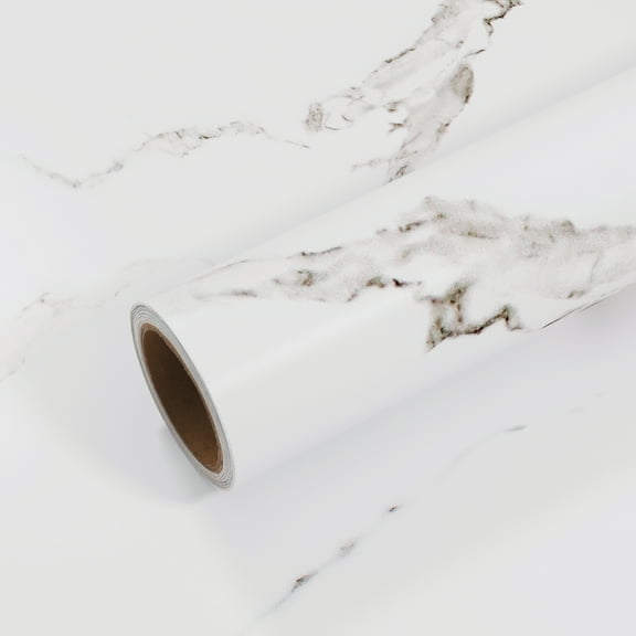 VEELIKE 15.7''x118'' White Marble Contact Paper for Countertops Waterproof Self Adhesive Matte Marble Wallpaper Peel and Stick Countertops for Kitchen Counter Top Covers for Bathroom Table Cabinets