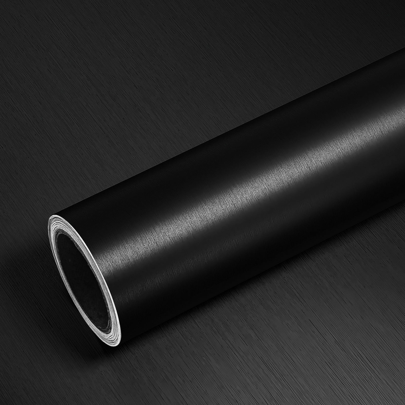 VEELIKE Black Brushed Stainless Steel Contact Paper for Kitchen Removable Black Peel and Stick Wallpaper for Countertops Waterproof Contact Paper for Bedroom Cabinets 15.7''x354''