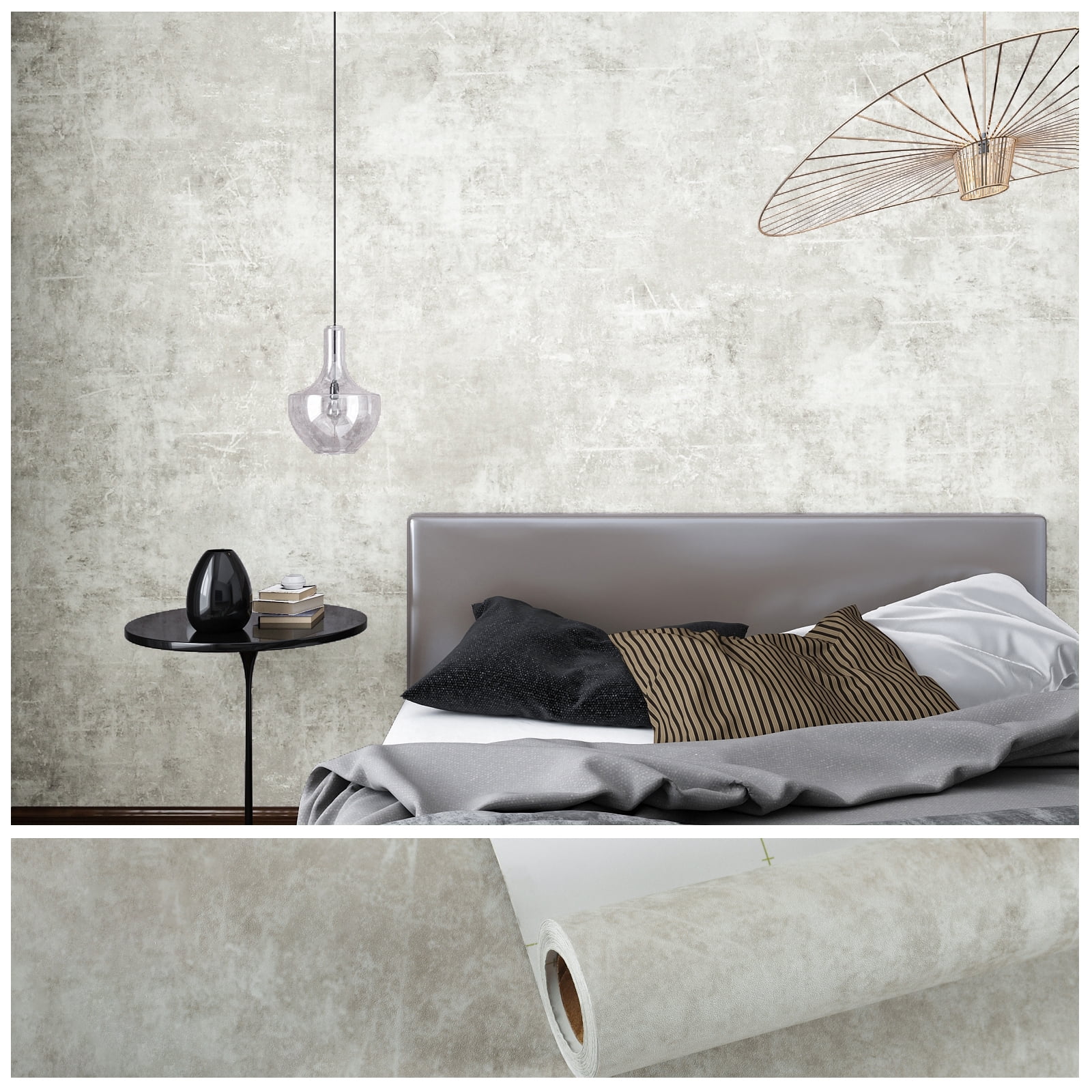 VEELIKE 15.7''x354'' Concrete Wallpaper Peel and Stick Grey Concrete Contact Paper for Countertops Waterproof Removable Industrial Concrete Effect Mural Self Adhesive Cement Roll for Walls Cabinets