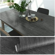 VEELIKE Black Wallpaper Waterproof Wood Contact Paper for Countertops Peel and Stick Wood Wallpaper Self Adhesive Removable Vinyl Roll for Kitchen Counter Top Cabinets Table Shelf Liners Doors