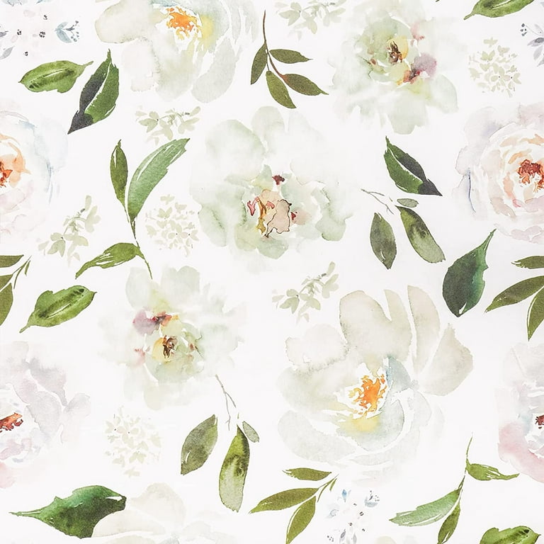 VEELIKE 17.7 x 118.1 Floral Peel and Stick Wallpaper White Watercolor  Peony Floral Wallpaper Prepasted Self Adhesive Wall Paper Removable Flower