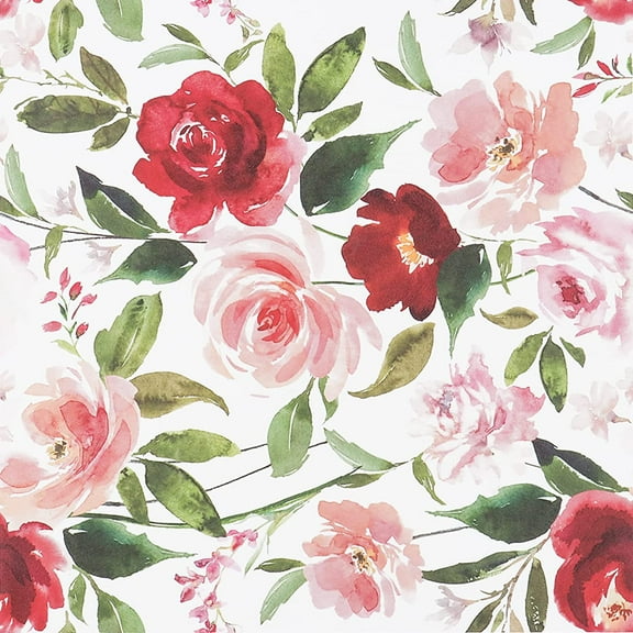 VEELIKE 17.7" x118.1" Vintage Peel and Stick Wallpaper Floral Self-Adhesive Removable Pink Red Rose Floral Wallpaper Vinyl Decorative Leaf Floral Contact Paper for Bedroom Walls Cabinet Nursery Shelf