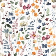 VEELIKE 17.7''x118'' Rustic Pressed Floral Wallpaper Roll Vintage Multicolor Leaves Floral Peel and Stick Wallpaper Mural Removable Prepasted Floral Wallpaper for Bedroom Walls Cabinets Shelves Drawer