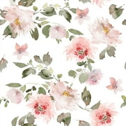 VEELIKE 17.7''x118'' Soft Pink Floral Wallpaper Peel and Stick Vintage Peony Floral Contact Paper for Cabinets Shelves Self Adhesive Removable Wallpaper Flower Wall Mural for Bedroom Bathroom Nursery