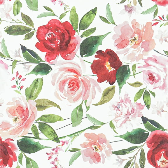 VEELIKE 17.7" x354" Vintage Peel and Stick Wallpaper Pink Red Rose Floral Wallpaper for Bedroom Walls Self-Adhesive Removable Vinyl Decorative Leaf Floral Contact Paper for Cabinet Nursery Shelf Liner