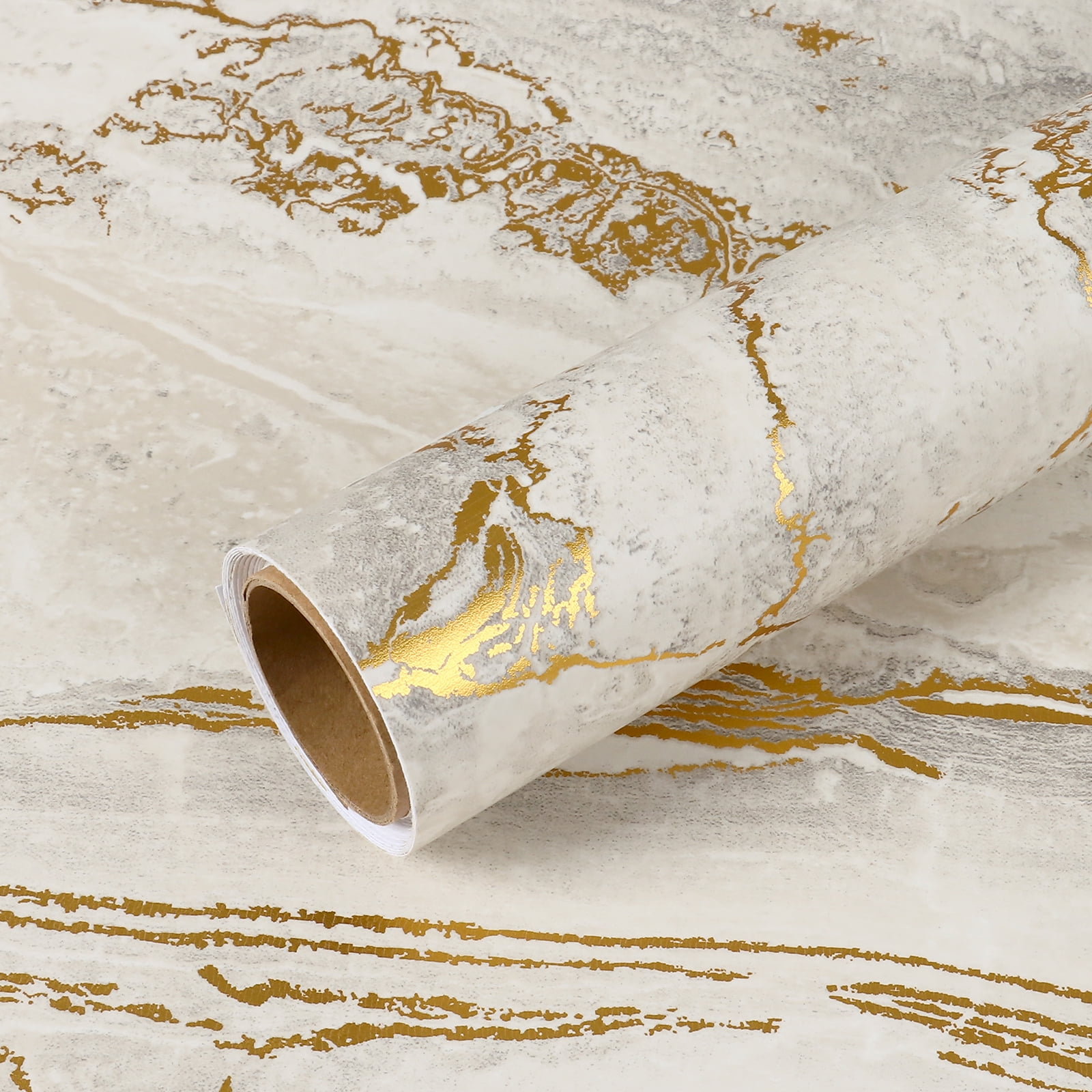 VEELIKE Beige Gold Marble Peel and Stick Countertop Waterproof Marble Contact Paper for Kitchen Counter Top Self Adhesive Matte Marble Wallpaper Removable Vinyl Roll for Kitchen Bathroom 15.7"x118"