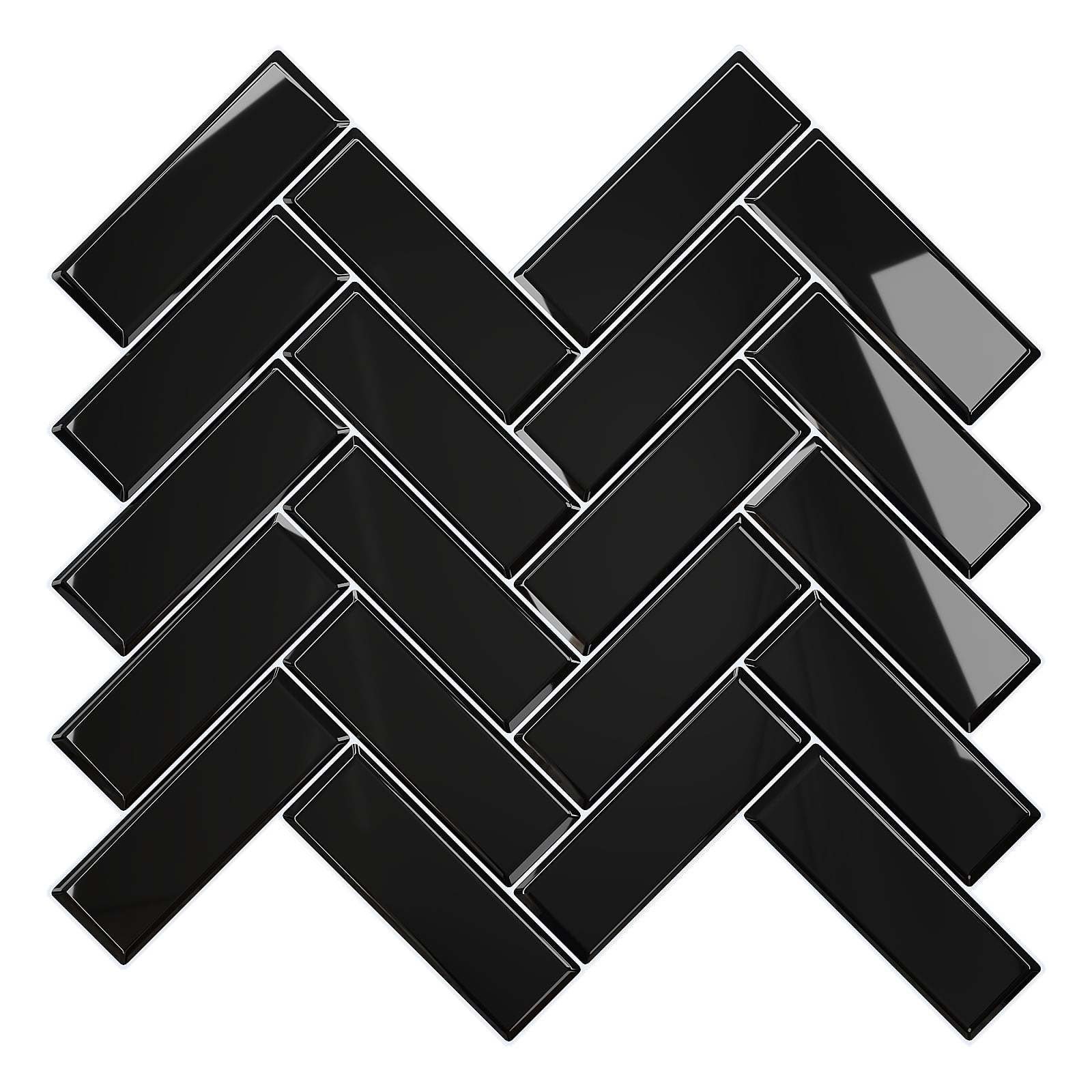 VEELIKE Black Herringbone Backsplash Tiles Stickers 6 Sheets Peel and Stick Backsplash Tiles 12
