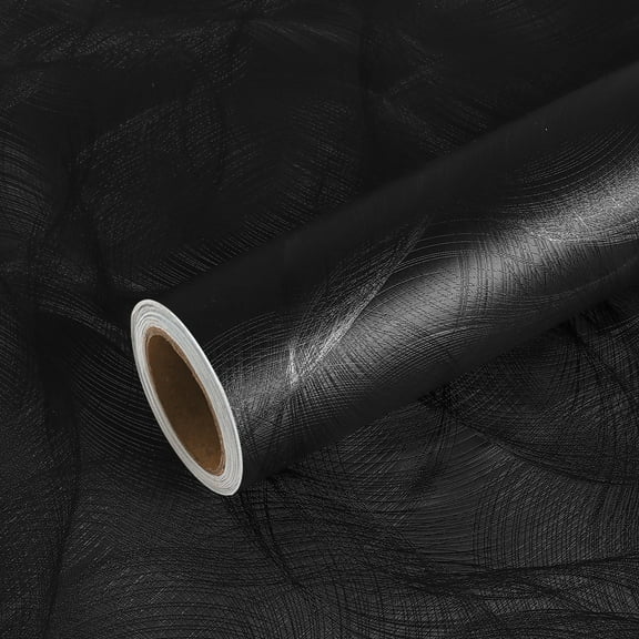 VEELIKE Black Wallpaper Peel and Stick Textured Spiral Circle Geometric Peel and Stick Wallpaper for Bedroom Bathroom 15.7"x118" Self Adhesive Removable Black Contact Paper for Cabinets Walls