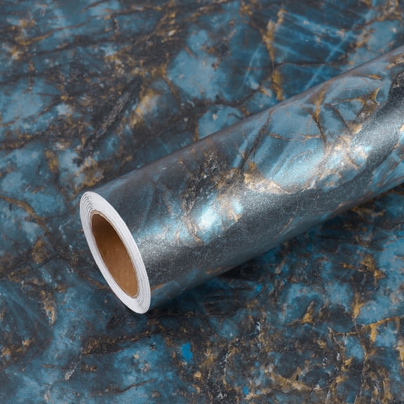 VEELIKE Blue Gold Marble Contact Paper for Countertops Waterproof Peel and Stick Thick Marble Contact Paper for Kitchen 15.7''x118'' Blue Marble Wallpaper Self Adhesive Vinyl Roll for Bathroom Walls