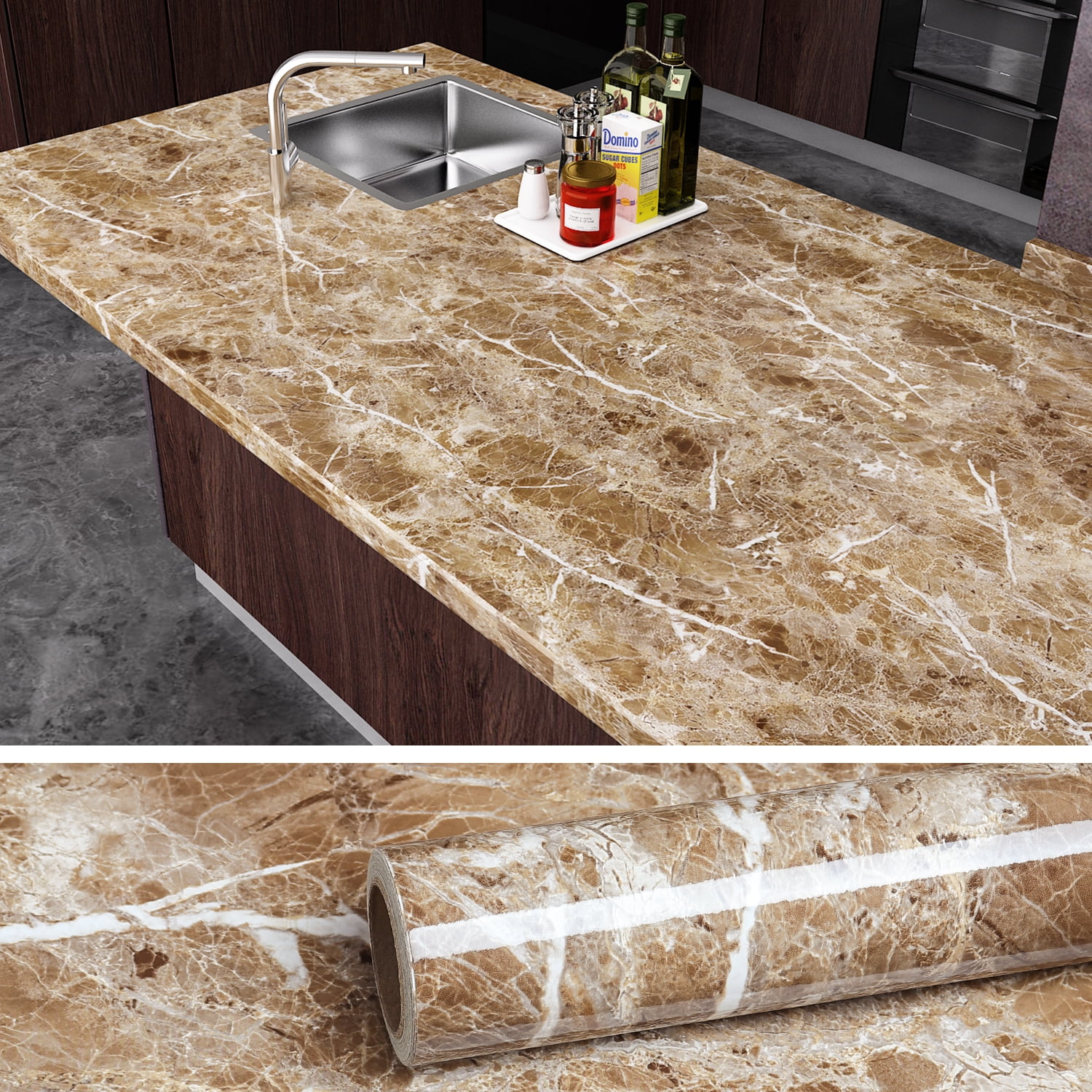 AbaBoorty Dark Cherry Red Marble Contact Paper - 400" X 15.8" Self Adhesive Vinyl For Countertops & Walls - View #2